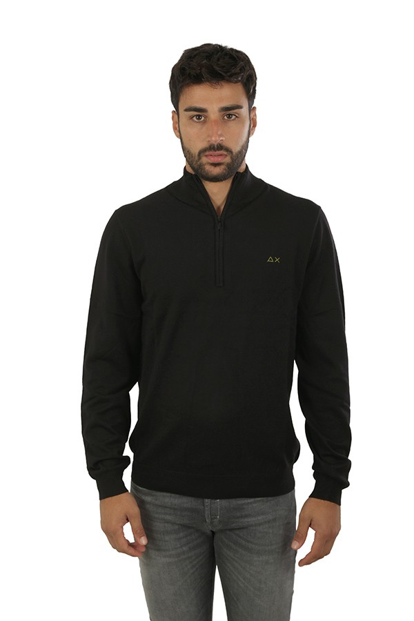 Maglia SUN68 Mezza Zip Nero